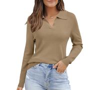 LJHJYDW Women's Jumper Fall Winter Soft Blend Long Sleeve Polo Knit Tops Sweater Shirts