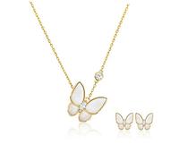 LJHJYDW Women's Pendants Golden Butterfly Pendant Necklace Earring Set Classic Golden Pendant Women's Gifts Wedding Anniversary Pendant Necklace