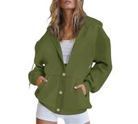 LJHJYDW Women's Solid Cardigans Fashion Autumn Button Down Hoodies Ladies Fall Casual Soft Jacket with Pocket Long Sleeve Sweatshirts