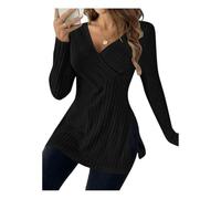 LJHJYDW Women's Sweaters Autumn and Winter Long-Sleeved Solid Color V-Neck Casual Home Furnishing Top