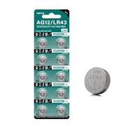 ljhnba 10 pilas de botón AG12 LR43 de 1,5 V alcalinas para relojes de juguete y más AG12/SR43W/SR43/386 celda de calculadora