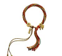 ljhnba Brazalete de pulsera tibetano único hecho a mano Encantadora pulsera tibetana hecha a mano con colgante de flecos Cuerdas de mano Adorno Medallón de nota secreta