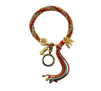 ljhnba Brazalete de pulsera tibetano único hecho a mano Encantadora pulsera tibetana hecha a mano con colgante de flecos Cuerdas de mano Adorno Medallón de nota secreta
