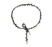 ljhnba Cinturón de hojas para mujer, colgante de perlas blancas, decoración de vestido de mujer, accesorios de cuerda de cintura femenina, cinturones de tejido para colgante de perlas, delgado para