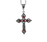 ljhnba Collar europeo y cruz, cadena de cuello con piedras preciosas, colgante de cruces grandes, joyería religiosa, gargantilla para mujer, collar de color plateado, One Size, como se describe, como