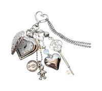 ljhnba Romance - Llavero con medallón redondo de corazón retro con bonito colgante de oso y detalle de estrella, ideal para símbolo de amor, collar con colgante de estrella retro, Amor, Talla única