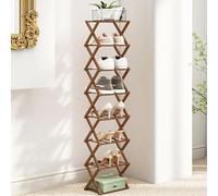 LJISEHG Estante De Almacenamiento Alto Y Delgado for Zapatos, Organizador Estrecho Que Ahorra Espacio for Entrada, Pasillo, Apartamento(Brown - Folding,8 Tier Standard)