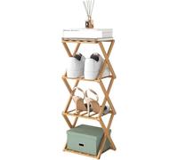 LJISEHG Estante De Almacenamiento Alto Y Delgado for Zapatos, Organizador Estrecho Que Ahorra Espacio for Entrada, Pasillo, Apartamento(Bamboo - Folding,4 Tier Standard)