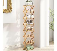 LJISEHG Estante De Almacenamiento Alto Y Delgado for Zapatos, Organizador Estrecho Que Ahorra Espacio for Entrada, Pasillo, Apartamento(Bamboo - Folding,8 Tier Standard)