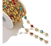 LJISEHG Hilos de cuentas de cristal, cadenas de cristal de acero inoxidable multicolor de 1 m, accesorios de cadena de cuentas flexibles brillantes(Z1919gb)