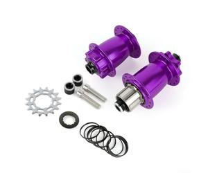 LJISEHG Juego de cubo de bicicleta Dirt Jump 32H, aleación de aluminio CNC delantero 100 mm y trasero de 135 mm, rueda libre de una sola velocidad 16T, 6 rodamientos sellados, compatible con radios