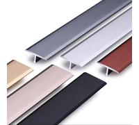LJISEHG Perfil de transición de aluminio reforzado en forma de T for suelos - Moldura for borde de puerta en cocina/dormitorio/baño, cubierta de huecos duradera(Gray,W 15mm)