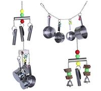 Ljmyy Juego de 4 percas para pájaros, hamacas de viento, escalera, nido para acurrucarse, jaulas de juego para loros, loros naturales