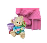 Ljmyy Molde de silicona con diseño de flor de yeso, de Love Little Bear, de resina epoxi, para jarrón, cemento, soporte para bolígrafos