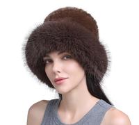 LJRPUPY Gorro de pescador mullido para mujer, gorro de invierno de piel sintética de felpa mullida, gorro de esquí, gorro ruso esponjoso, boinas, Café, Talla única