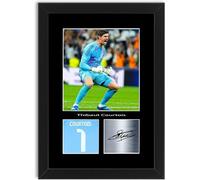 LJW Prints Póster con autógrafo firmado del jugador de fútbol Thibaut Courtois 2025-2026 para aficionados y aficionados del Madrid enmarcado