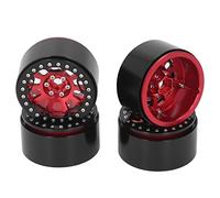 LjwZekyrnt 4 piezas de cubo de llanta de rueda de 2,2 pulgadas de aluminio para Defender para Axial SCX10 SCX10 II 90046 90047 1/10 RC Crawler (Roja)