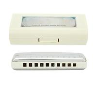 LjwZekyrnt Armónica de Blues Boquilla de 10 orificios Una llave Instrumento de viento portátil de regalo para principiantes A prueba de agua (Blanca)