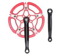 LjwZekyrnt BCD130mm Juego de bielas para Bicicleta Brazo de manivela Aleación de Aluminio 47T Accesorio de Rueda de Cadena de una Sola Velocidad (Roja)