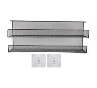 LjwZekyrnt Cesta de almacenamiento debajo del escritorio de hierro de doble capa debajo del escritorio Estante de gestión de cables de regleta de oficina en casa Negro (S)