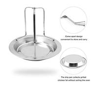LjwZekyrnt Rejilla para Asador de Pollo Soporte Vertical para Asador de Pollo de Acero Inoxidable con Bandeja de Goteo Rejilla para Asar Pollo para Horno