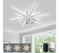 LJX 92cm Lámpara Ventilador Compatible con Alexa DC Ventilador de Techo con Luz 2.4G HZ Wifi Motor Silencioso Regulable Diseño Moderno Reversible para Dormitorio Cocina, Blanco