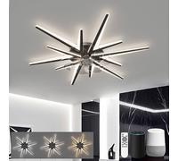 LJX 92cm Lámpara Ventilador Compatible con Alexa DC Ventilador de Techo con Luz 2.4G HZ Wifi Motor Silencioso Regulable Diseño Moderno Reversible para Dormitorio Cocina, Negro