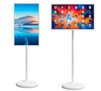 LJXFYSD Televisor Inteligente Portátil con Ruedas de 24"/27"/32", Smart TV portátil con Pantalla Táctil con Sistema Operativo Android para Entretenimiento Móvil Control Remoto Blanco