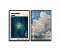 LJXOSKMK Póster de Spirited Away (juego de 2) sin marco, 30 x 45 cm, póster clásico de anime para dormitorio, póster estético de pared e impresiones estilo