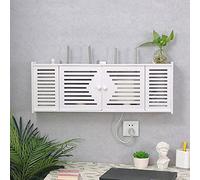 LJXX Home Caja Router WiFi, Pared Estante de Almacenamiento de Router, Blanco Caja de Almacenamiento para Router y Cables Plástico de Madera Soporte Router Pared