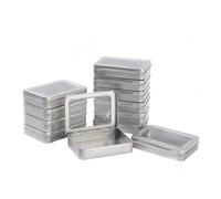 LJY 12 Pzas Caja Metálica Rectangular Plata con Ventana 11,5 x 8,5 x 2,2 cm, Caja Pequeña de Hojalata con Tapa de Bisagra para Manualidades, Cuentas y Organización DIY