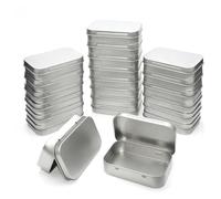 LJY 22 Pzas Mini Caja Metálica Rectangular de Plata 9,5 x 6 x 2,2 cm, Caja Pequeña de Hojalata con Tapa de Bisagra, Caja Metalica Vacía para DIY, Geocaching y Organización de Objetos Pequeños