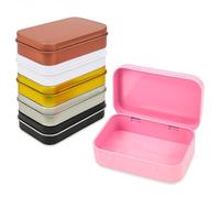 LJY 6 Pzas Mini Caja Metálica Rectangular de 6 Colores 9,5 x 6 x 2,2 cm, Caja Pequeña de Hojalata con Tapa de Bisagra, Caja Metálica Vacía para DIY, Geocaching y Organización de Objetos Pequeños