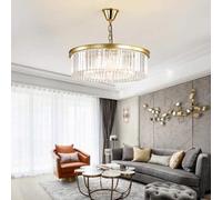 LJYKBFL Candelabros de Cristal Modernos, lámpara Colgante de Cristal de 2 Niveles, lámpara Colgante de Cristal de Metal Dorado, para Cocina, Isla, Comedor, Dormitorio, Pasillo, Bar, Sala de Estar