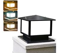 LJYKBFL Farol de Jardín Vintage LED de 12 W, Lámpara de Pilar Cuadrada Negra, Impermeable para Exterior, Luz de Columna para Césped y Patio