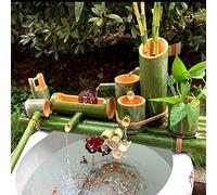 LJYKBFL Fuente de jardín de bambú de 60 cm con Bomba y Rueda hidráulica, Fuentes de Agua Decorativas para jardín, Adornos para Fuentes domésticas, Ideales para paisajes.