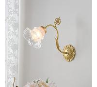 LJYKBFL Lámpara de Pared Moderna de latón con Pantalla de Cristal en Forma de Flor, Elegante lámpara de Montaje - Apliques de cabecera compatibles con Sala de Estar, Dormitorio y mesita de Noche