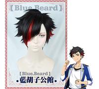 LJYNB Anime Nagumo Tetora Cosplay peluca conjunto estrellas negro rojo corto alta temperatura fibra pelo Halloween fiesta disfraz juego de rol peluca