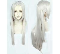 LJYNB Emblema de fuego: ThreeHouses Edelgard Von Fresberg Cosplay Pelucas Fibra de alta temperatura Cabello largo gris + gorro de peluca gratis