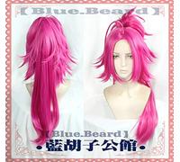LJYNB FATE/EXTELLA LINK Francis Drake pelucas de cosplay pelo sintético de fibra de alta temperatura pelo largo rosa con coletas + gorro de pelo gratis