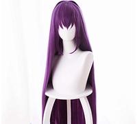 LJYNB Fate/GrandOrder Scathach pelucas de cosplay pelo sintético de fibra de alta temperatura pelo morado largo y liso + red de pelo gratis