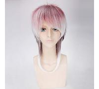 LJYNB Gradiente de pelo corto Lolita fiesta peluca de pelo sintético Vogue Sexy hombre Cosplay Anime pelucas + gorro de peluca gratis