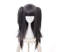 LJYNB Juego Fire Emblem Awakening Cosplay pelucas Tharja negro mezclado con 2 peluca de cola de caballo con clip para fiesta de Carnaval de Halloween