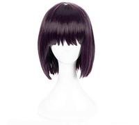 LJYNB Kuzu No Honkai Hanabi Yasuraoka peluca Cosplay disfraz mujer púrpura peluca de pelo corto para fiesta de Halloween