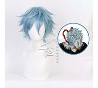LJYNB My Hero Academia Boku No Hiro Akademia Shigaraki Tomura Cosplay pelucas cortas gris azul mixto rizado Anime disfraz peluca + gorra de peluca