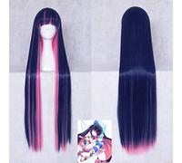 LJYNB Panty & Stocking con Garterbelt Anarchy Stocking Pelucas de cosplay 100cm / 39inches Blue Pink Mix Cabello largo y liso con red de peluca gratis