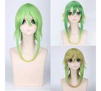 LJYNB Peluca de Cosplay GUMI de Anime para mujer, pelo sintético verde degradado resistente al calor, pelucas de disfraz rectas de longitud media