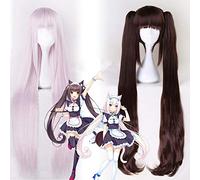 LJYNB Peluca de cosplay japonesa OVA para mujer, juego de rol, 2 colas de caballo, pelo largo marrón, peluca cosplay de vainilla