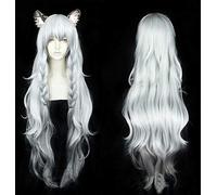 LJYNB Pelucas de Cosplay Arknights Pramanix, pelo sintético de fibra de alta temperatura, pelo gris ondulado largo y rizado con red para el pelo gratis