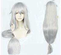 LJYNB Pelucas de Cosplay Arknights Skadi, pelo sintético de fibra de alta temperatura, 120 cm, 47 pulgadas, pelo largo gris con red para el pelo gratis